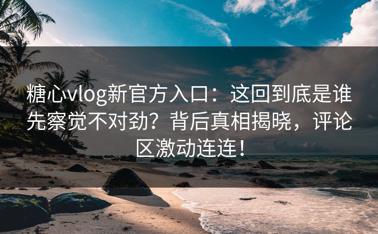 糖心vlog新官方入口：这回到底是谁先察觉不对劲？背后真相揭晓，评论区激动连连！