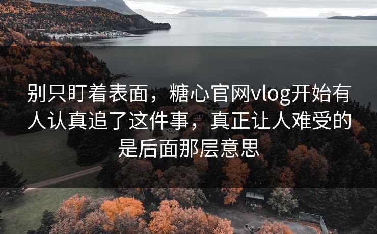 别只盯着表面，糖心官网vlog开始有人认真追了这件事，真正让人难受的是后面那层意思
