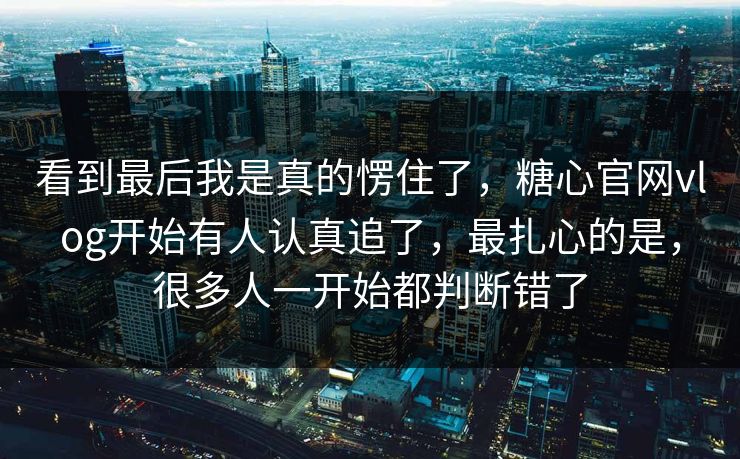 看到最后我是真的愣住了，糖心官网vlog开始有人认真追了，最扎心的是，很多人一开始都判断错了