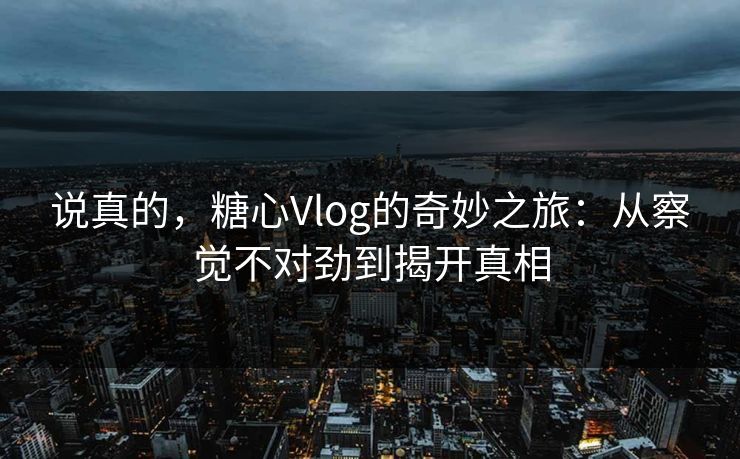 说真的，糖心Vlog的奇妙之旅：从察觉不对劲到揭开真相
