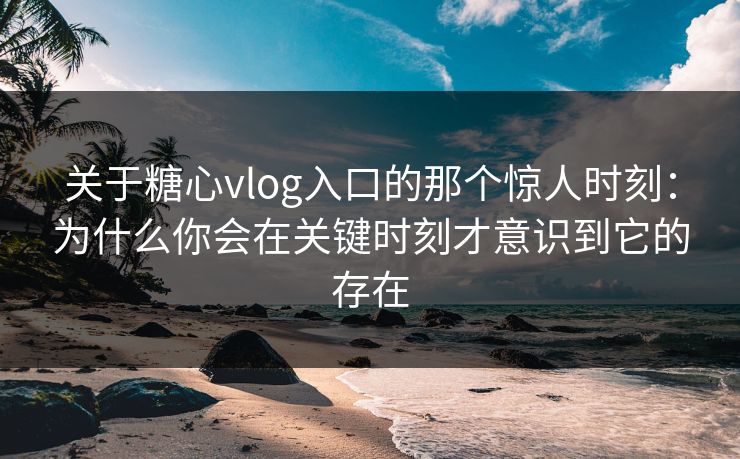 关于糖心vlog入口的那个惊人时刻：为什么你会在关键时刻才意识到它的存在