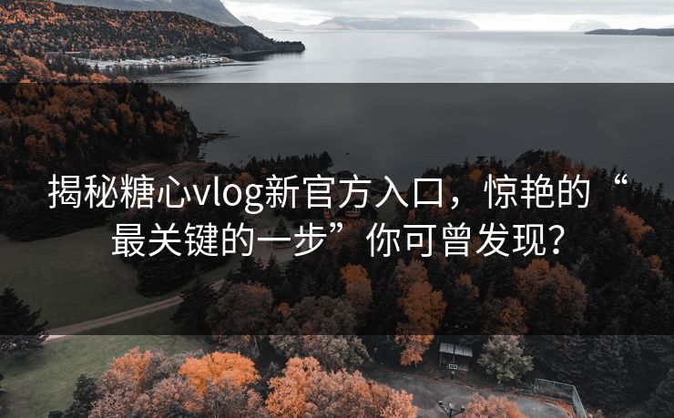 揭秘糖心vlog新官方入口，惊艳的“最关键的一步”你可曾发现？