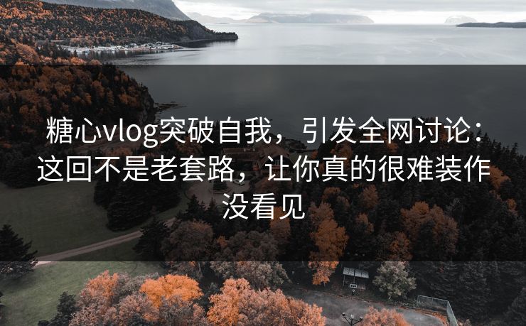 糖心vlog突破自我，引发全网讨论：这回不是老套路，让你真的很难装作没看见