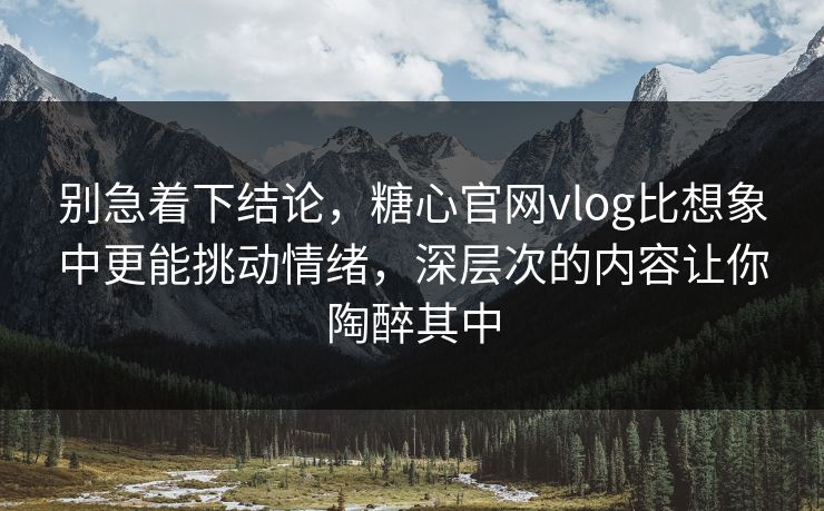 别急着下结论，糖心官网vlog比想象中更能挑动情绪，深层次的内容让你陶醉其中