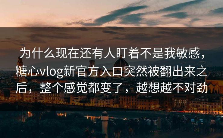 为什么现在还有人盯着不是我敏感，糖心vlog新官方入口突然被翻出来之后，整个感觉都变了，越想越不对劲