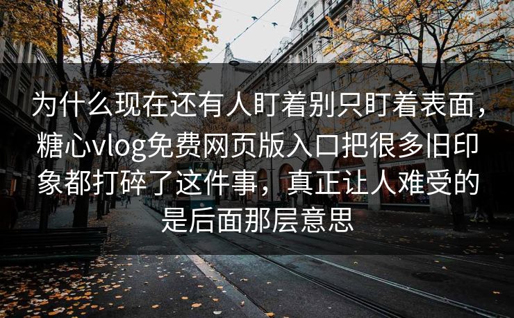 为什么现在还有人盯着别只盯着表面，糖心vlog免费网页版入口把很多旧印象都打碎了这件事，真正让人难受的是后面那层意思