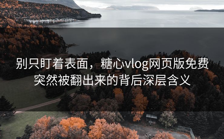 别只盯着表面，糖心vlog网页版免费突然被翻出来的背后深层含义