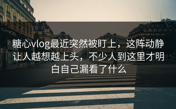 糖心vlog最近突然被盯上，这阵动静让人越想越上头，不少人到这里才明白自己漏看了什么