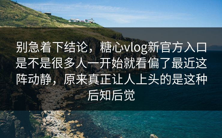 别急着下结论，糖心vlog新官方入口是不是很多人一开始就看偏了最近这阵动静，原来真正让人上头的是这种后知后觉