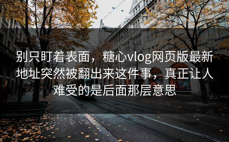 别只盯着表面，糖心vlog网页版最新地址突然被翻出来这件事，真正让人难受的是后面那层意思